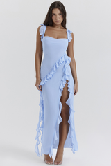 Ariela Soft Blue Ruffle Maxi Dress | Dress In Beauty