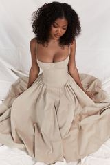 Samaria Taupe Corset Sun Dress | Dress In Beauty