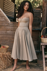 Samaria Taupe Corset Sun Dress | Dress In Beauty