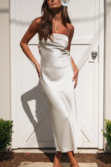 Half Open Back Sleeveless Silky Dress | Dress In Beauty