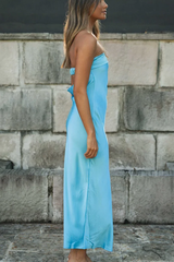 Half Open Back Sleeveless Silky Dress | Dress In Beauty