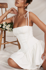 Marcy White Pleated Mini Dress | Dress In Beauty