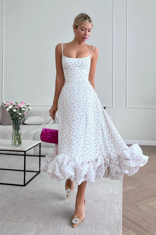 Flounce Bustier Midi Dress | Dress In Beauty Flounce Bustier Midi Dress | Dress In Beauty