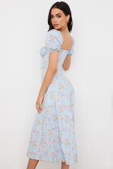 Blue And Pink Vintage Print Midi Skirt | Dress In Beauty