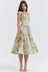 Saira Pale Jade Printed Sundress | Dress In Beauty