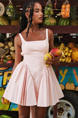 Floriane Peach Bow Mini Dress | Dress In Beauty
