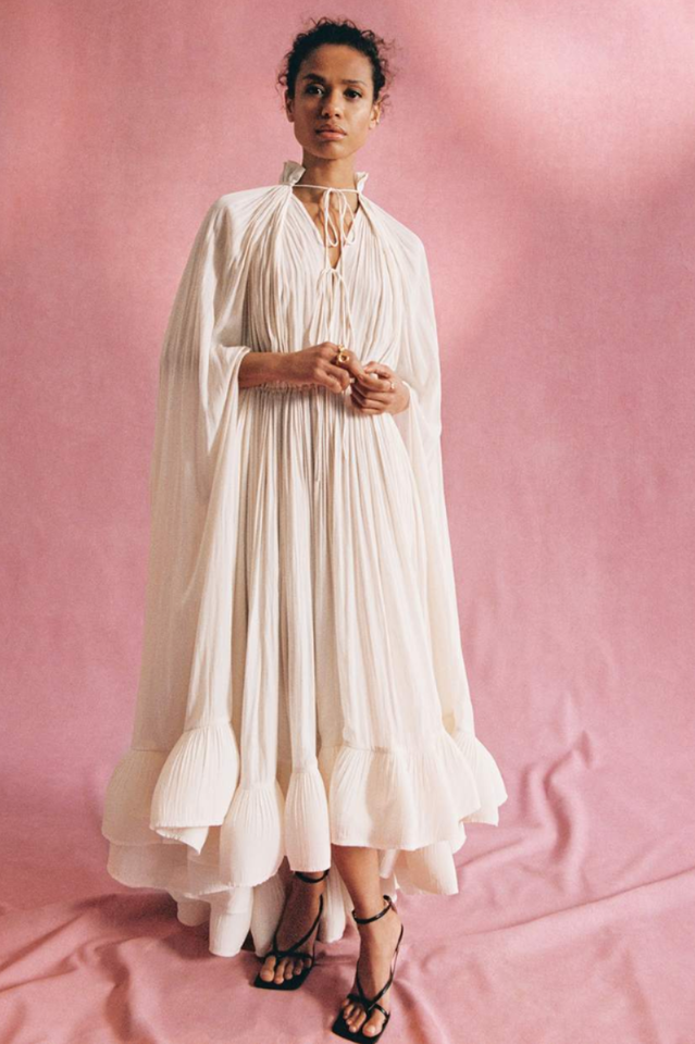 Tie Detailed Ruffled Crepe Dress | Dress In Beauty