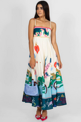Seeker Folklore-Print Linen Dress | Dress In Beauty