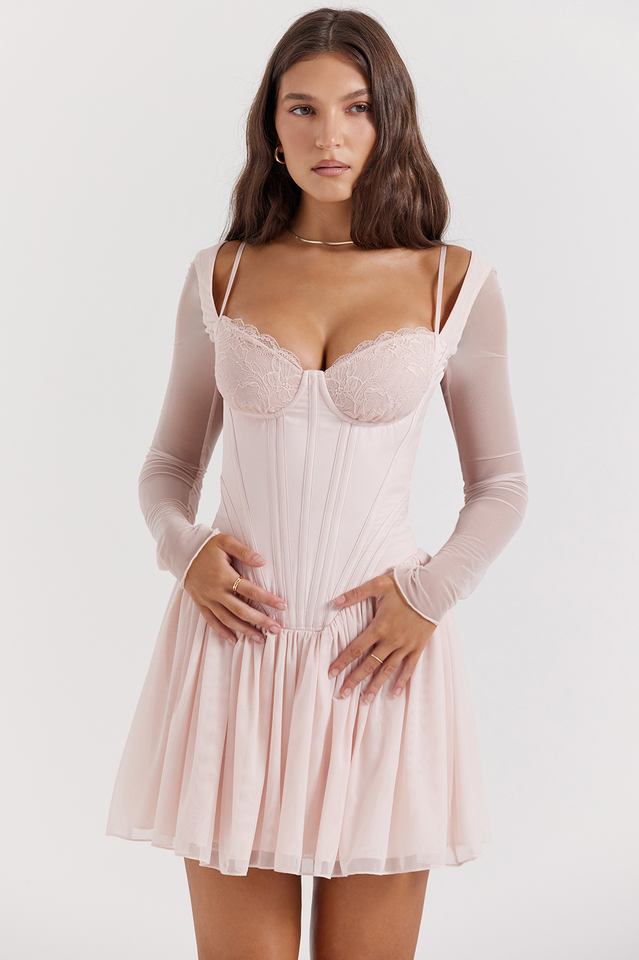 ViVi Soft Peach Corset Mini Dress | Dress In Beauty