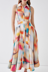 Sleeveless Glossy Organza Shirt Dress | Dress In Beauty