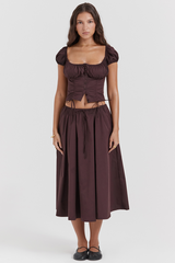Kitty Rich Brown Gathered Top + Skirt Set | Dress In Beauty