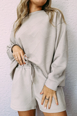 Solid Textured Drawstring Shorts Set | Dress In Beauty
