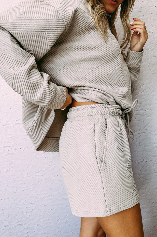 Solid Textured Drawstring Shorts Set | Dress In Beauty