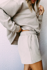 Solid Textured Drawstring Shorts Set | Dress In Beauty