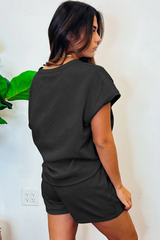 Solid Textured Drawstring Shorts Set | Dress In Beauty
