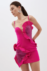Heart Ruffle Fuchsia Mini Dress | Dress In Beauty