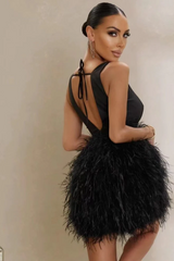 Black Plunge Front Mini Dress | Dress In Beauty