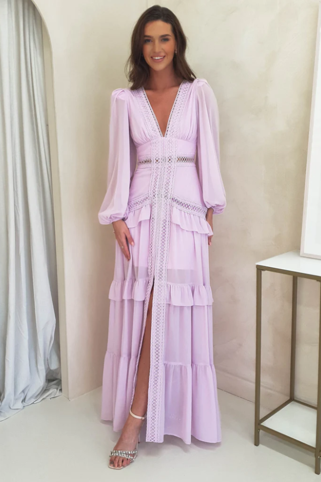 Lorie Long Sleeve Ruffle Gown | Dress In Beauty