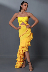 Fleur Yellow Strapless Cutout Gown | Dress In Beauty