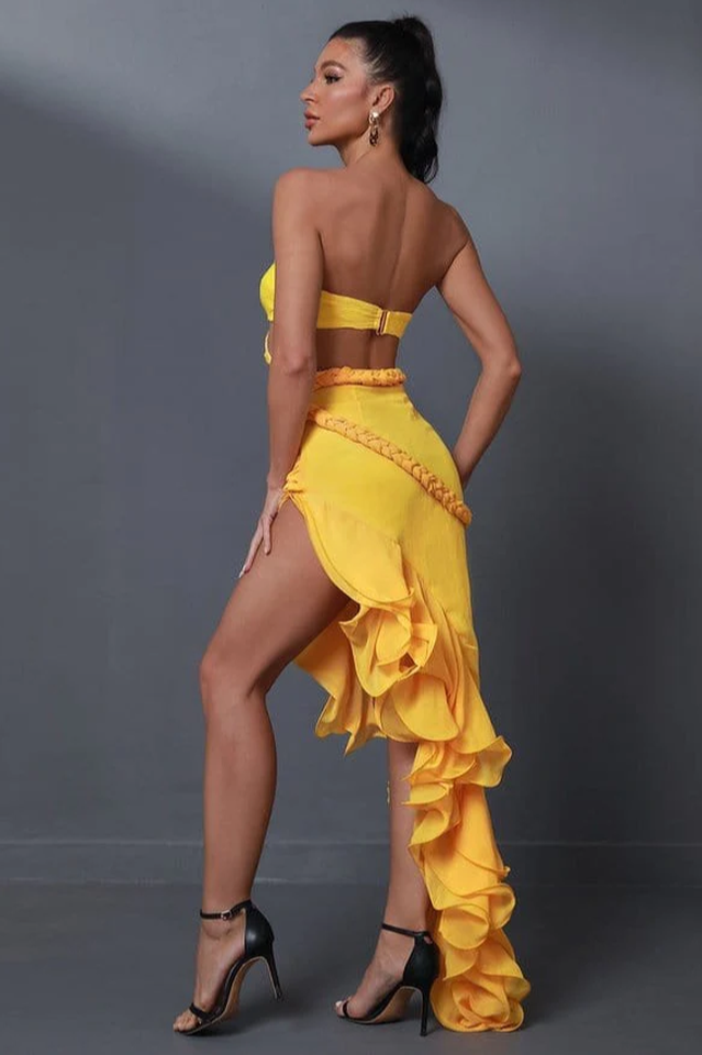 Fleur Yellow Strapless Cutout Gown | Dress In Beauty