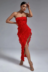 Qira Bandeau Ruffle Detail Maxi Dress | Dress In Beauty