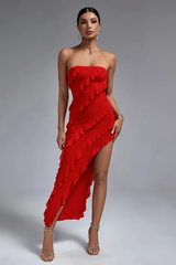Qira Bandeau Ruffle Detail Maxi Dress | Dress In Beauty