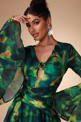 Bell Sleeve Printed Gown | Dress In Beauty
