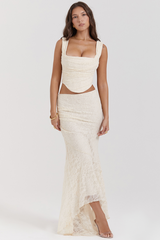 Vintage Cream Corset + Lace Skirt Set | Dress In Beauty