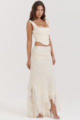 Vintage Cream Corset + Lace Skirt Set | Dress In Beauty