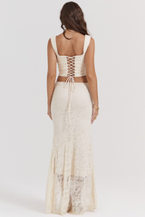 Vintage Cream Corset + Lace Skirt Set | Dress In Beauty