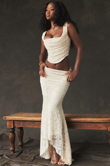Vintage Cream Corset + Lace Skirt Set | Dress In Beauty