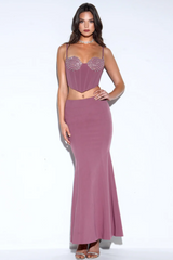 Delice Mauve Top + Flare Skirt Set | Dress In Beauty