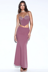 Delice Mauve Top + Flare Skirt Set | Dress In Beauty