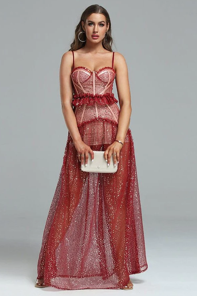 Barrett Sequined Mesh & Lace Maxi Dress | Dress In Beauty