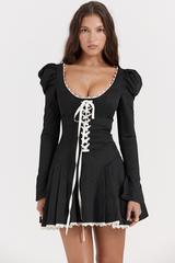 Black & Cream Pleated Mini Dress | Dress In Beauty