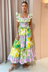 Tiered Patchwork Midi Dress | Dress In Beauty