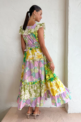 Tiered Patchwork Midi Dress | Dress In Beauty