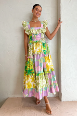Tiered Patchwork Midi Dress | Dress In Beauty