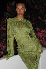 Moss Green Metallic Umbra Dress | Dress In Beauty