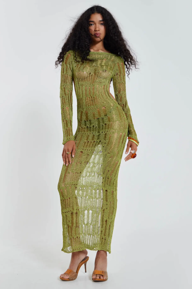 Moss Green Metallic Umbra Dress | Dress In Beauty