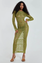 Moss Green Metallic Umbra Dress | Dress In Beauty