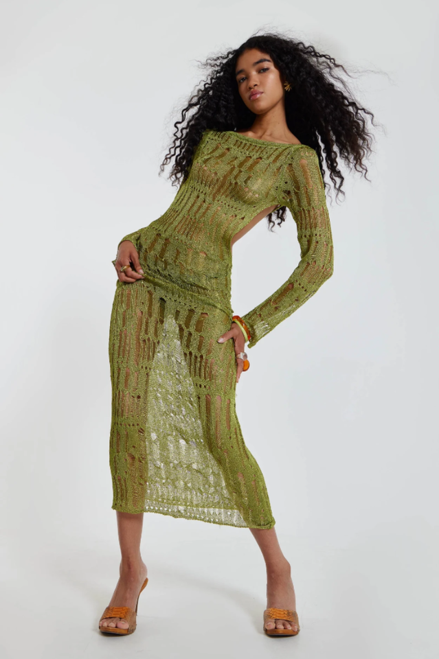 Moss Green Metallic Umbra Dress | Dress In Beauty