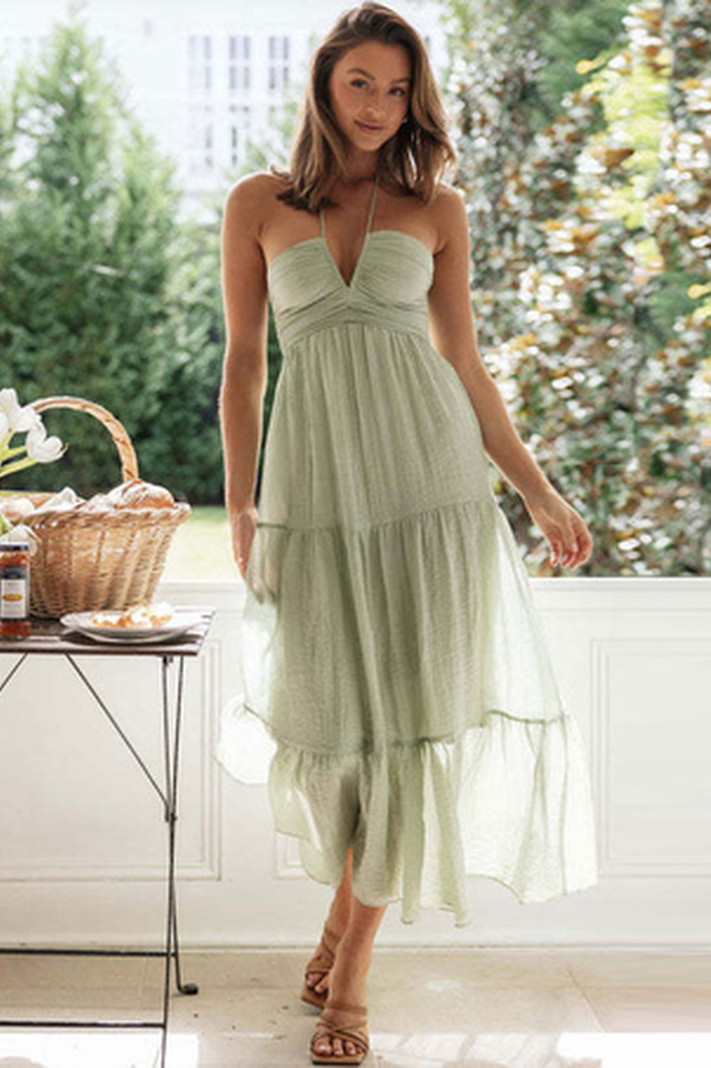 V-Neck Lace Up Beach Dress | Dress In Beauty