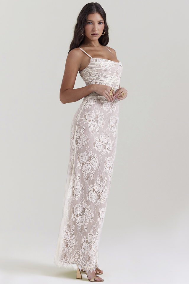 Vintage Cream White Lace Maxi Dress | Dress In Beauty