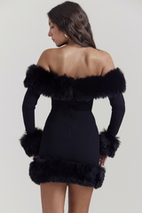 Black Bateau Neck Mini Dress | Dress In Beauty