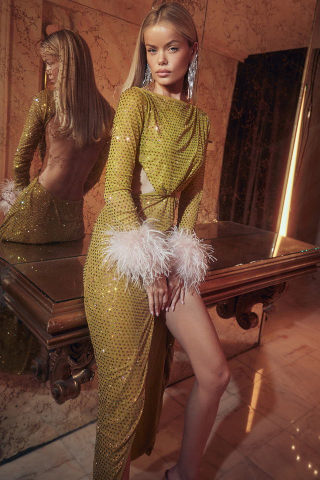 Gina Yellow Crystal Dress | Dress In Beauty