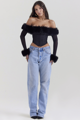 Black Faux Fur Trimmed Bustier | Dress In Beauty