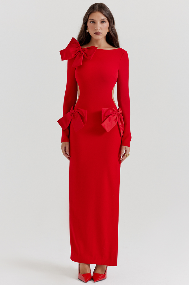 Lavele Red Bow Maxi Dress | Dress In Beauty