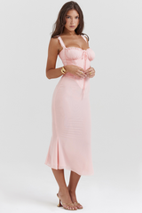 Syrah Soft Peach Strappy Midi Dress | Dress In Beauty