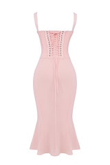 Syrah Soft Peach Strappy Midi Dress | Dress In Beauty
